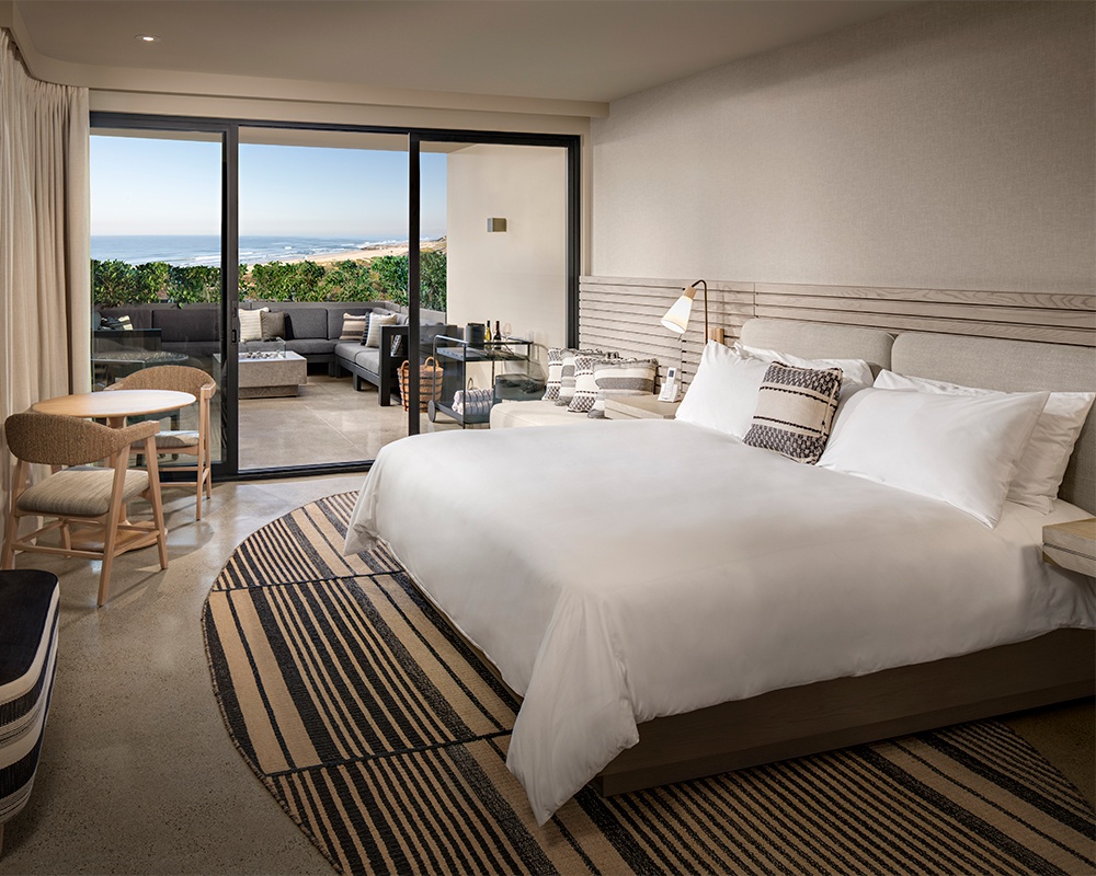 Alila Marea Beach Resort Encinitas: Rendering of king bedroom at the new-build resort, which is slated to open in early 2021. Image courtesy of Hyatt Hotels Corporation.
