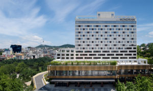 Mondrian Seoul Itaewon opened August 2020. Exterior of property shown here. Photo courtesy of Accor.