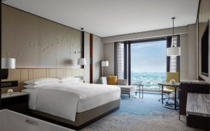 Shanghai Marriott Hotel Pudong South has 241 guestrooms. Image of guestroom courtesy of Marriott International