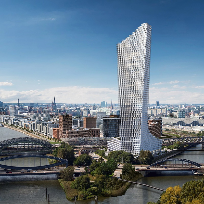 Nobu Hospitality is bringing its hotel and restaurant brand to SIGNA Real Estate's Elbtower in Hamburg, Germany. Image here is an artist's rendition of the Elbtower. Image courtesy of Nobu.